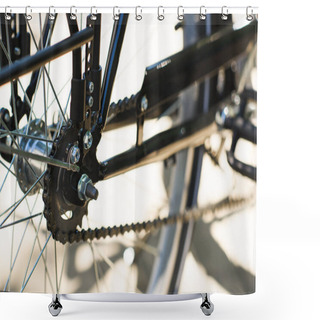 Personality  Close-up View Of Bicycle Wheel And Chain, Selective Focus Shower Curtains
