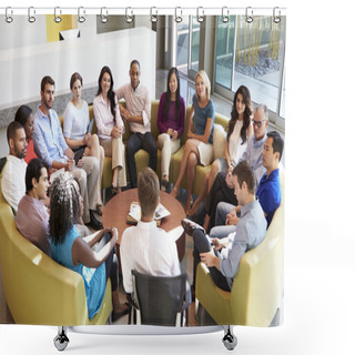 Personality  Multi-Cultural Office Staff Sitting Having Meeting Together Shower Curtains