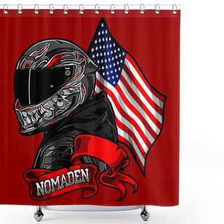 Personality  Bikers Wearing Helmets With Amarica Flags Shower Curtains