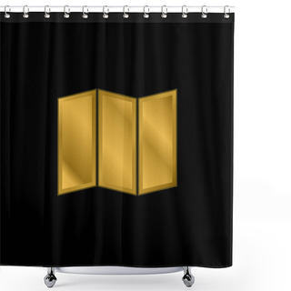 Personality  Black Map Gold Plated Metalic Icon Or Logo Vector Shower Curtains