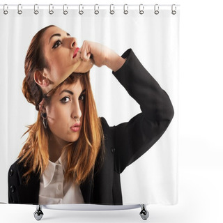 Personality  Woman With Piercing Unmask A Good Girl Shower Curtains