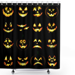 Personality  Jack O Lantern Pumpkin Faces Shower Curtains