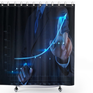Personality  Businessman Hand Touch Virtual Chart Business Shower Curtains