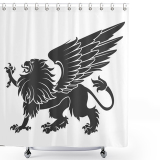 Personality  Black Heraldic Griffin01 Shower Curtains