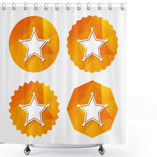 Personality  Star Sheriff Sign Icon. Police Button. Shower Curtains