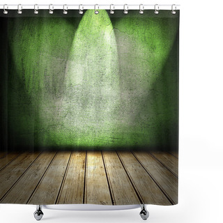 Personality  3d Room With Old Wooden Floor And Green Walls Shower Curtains