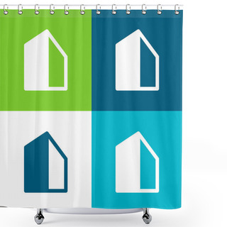 Personality  Big Building Flat Four Color Minimal Icon Set Shower Curtains