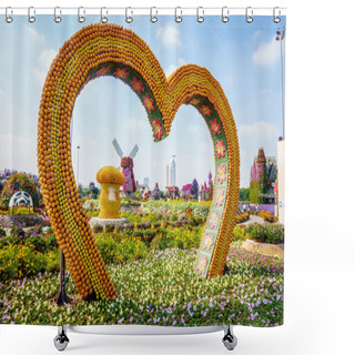 Personality  Heart-shaped Frame At Dubai Miracle Garden Shower Curtains