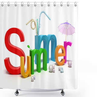 Personality  Word Summer With Colourful Letters . 3D Concept Isolated On White Shower Curtains