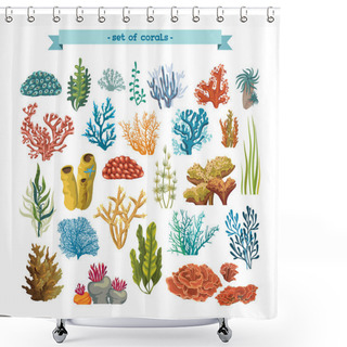 Personality  Set Of Corals And Algaes. Shower Curtains