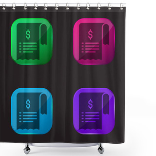 Personality  Bill Four Color Glass Button Icon Shower Curtains