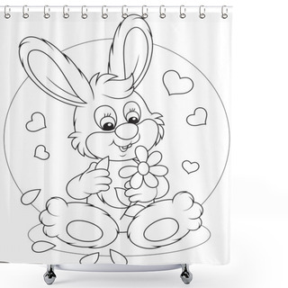 Personality  Loving Bunny With A Daisy Shower Curtains