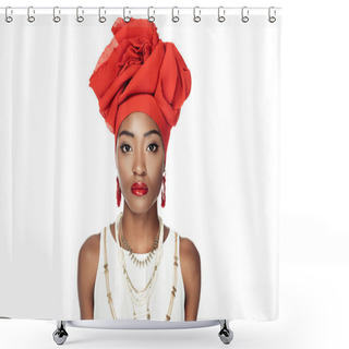 Personality  African American Woman In Stylish Clothing Isolated On White Shower Curtains