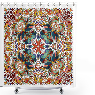 Personality  Design For Square Pocket, Shawl, Textile. Vector Floral Pattern Shower Curtains