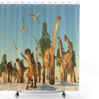 Personality  Dinosaur Drought Migration Shower Curtains