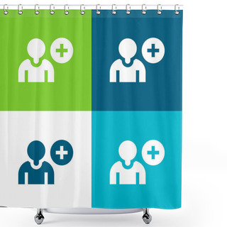 Personality  Add Friend Flat Four Color Minimal Icon Set Shower Curtains