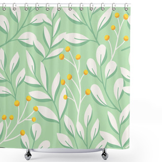 Personality  Floral Vector Seamless Pattern. Delicate Botanical Wallpaper. Repeatable Background With Leaves And Flowers Shower Curtains