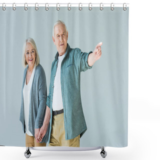 Personality  Happy Senior Couple Shower Curtains