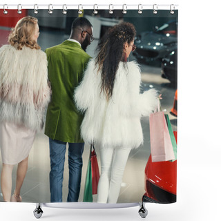 Personality  Stylish Young Shoppers Walking By Auto Showroom Shower Curtains