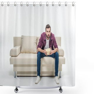 Personality  Man Sitting On Couch With Popcorn Shower Curtains
