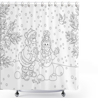 Personality  Santa And Snowman Shower Curtains