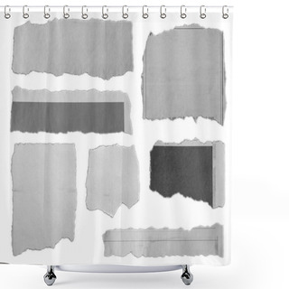 Personality  Seven Pieces Of Torn Paper On Plain Background  Shower Curtains
