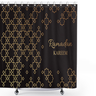 Personality  Greeting Card For Ramadan With Golden Arabic Traditional Ornament On A Black Background. Shower Curtains