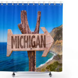 Personality  Michigan Wooden Sign Shower Curtains