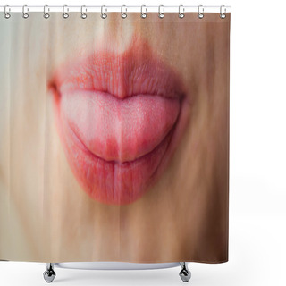 Personality  Woman Sticking Her Tongue Out Shower Curtains