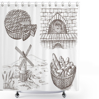 Personality  Fresh Bread And A Oven Windmill Shower Curtains