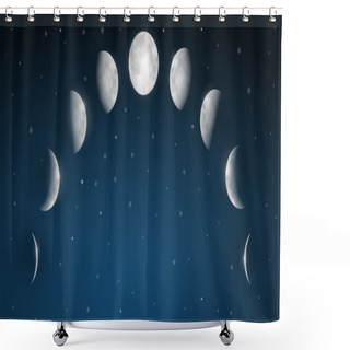 Personality  Moon Phases Vector Shower Curtains