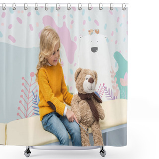 Personality  Girl Doing Neurology Examination Of Teddy Bear Shower Curtains