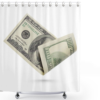 Personality  United States One Hundred Dollars Bill Banknote Isolated On A White Background.  Shower Curtains