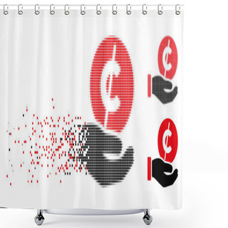 Personality  Destructed Pixelated Halftone Coin Micropayment Hand Icon Shower Curtains