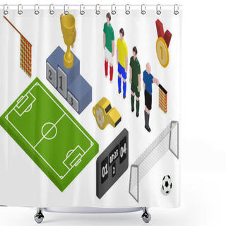 Personality  Isometric Soccer Icons Set Shower Curtains