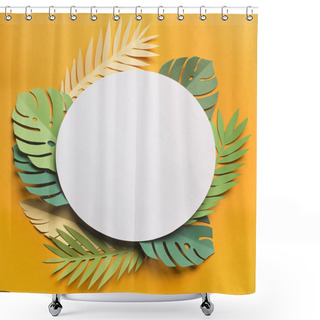 Personality  Tropical Leaves Composition Around White Blank Place On Yellow Shower Curtains