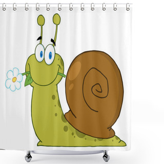 Personality  Snail Eating A Flower Shower Curtains