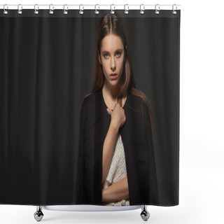 Personality  Portrait Of One Beautiful Young Sexual Woman Shower Curtains