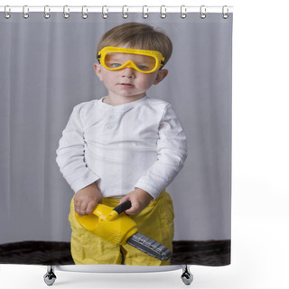 Personality  Closeup Portrait Of Cute Baby Shower Curtains