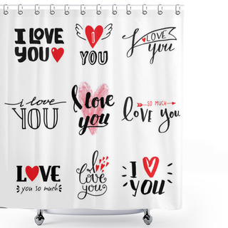 Personality  I Love You Vector Text Shower Curtains
