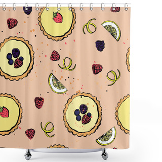 Personality  Graphic Pattern Of Tarts. Vector Illustration. Manual Graphics. Seamless Ornament For Decorating Various Surfaces. Watercolor Elements. Shower Curtains