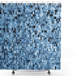 Personality  A Blocky Blue Abstract Pattern In A Grungy Urban Style  Shower Curtains