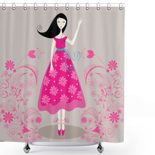 Personality  Cute Floral Girl Shower Curtains