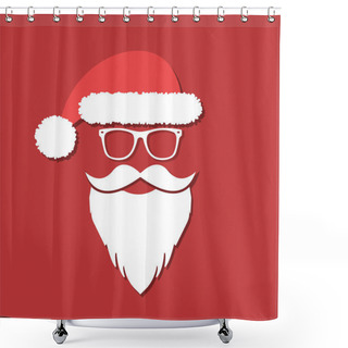 Personality  Santa Claus With Glasses In A Flat Style. Merry Christmas And Happy New Year. Shower Curtains