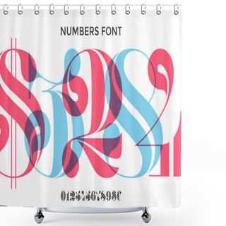 Personality  Font Of Numbers In Classical French Didot Or Didone Style With Contemporary Geometric Design. Beautiful Elegant Numeral, Dollar And Euro Symbols. Vintage And Retro Typographic. Vector Illustration Shower Curtains