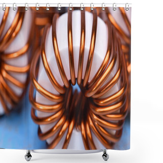 Personality  Macro Of A Copper Coils Shower Curtains