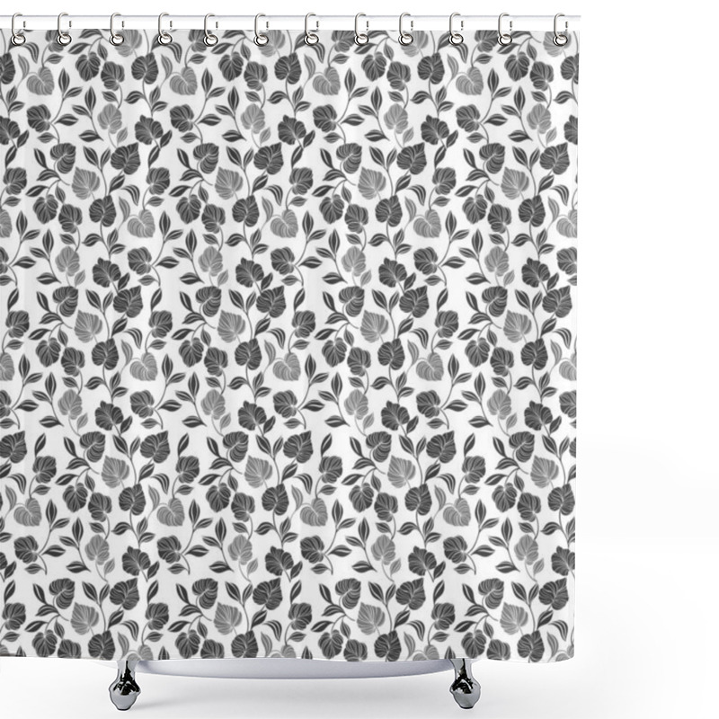 Personality  Elegant Foliage Pattern In Monochrome Repeating Design. Vector Illustration Shower Curtains