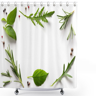 Personality  Art Spices And Herbs. Variety Of Spices And Mediterranean Herbs. Shower Curtains