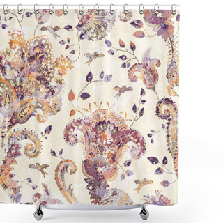 Personality  Seamless Paisley Background, Floral Pattern. Colorful Ornamental Backdrop. Color Wallpaper With Decorative Flowers. Effect Of The Ancient Fresco Shower Curtains