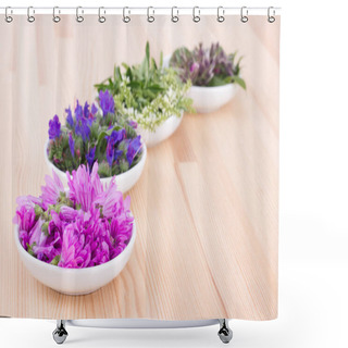 Personality  Bowls Of Different Flowers Shower Curtains